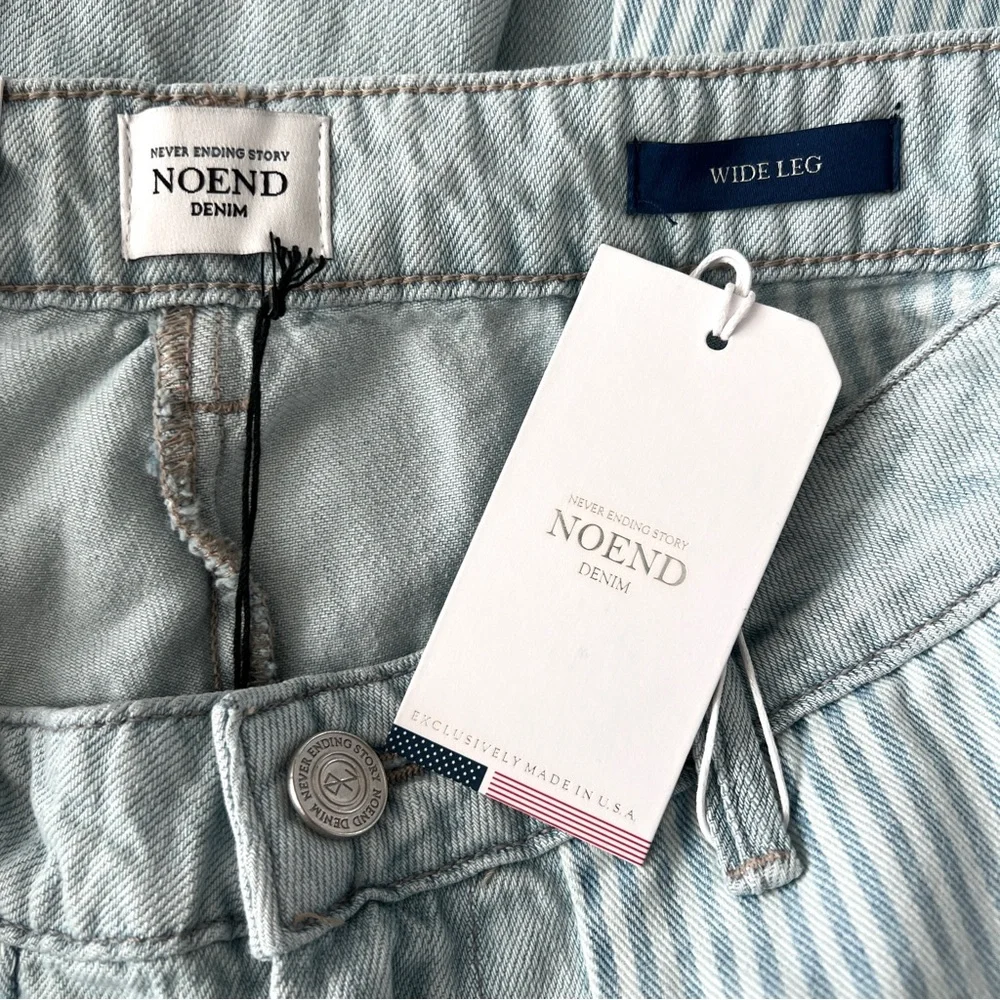 NOEND Denim Jeans Light Wash Hi Rise Wide Leg Pintuck Stripe Panels NWT 30 - Picture 9 of 14